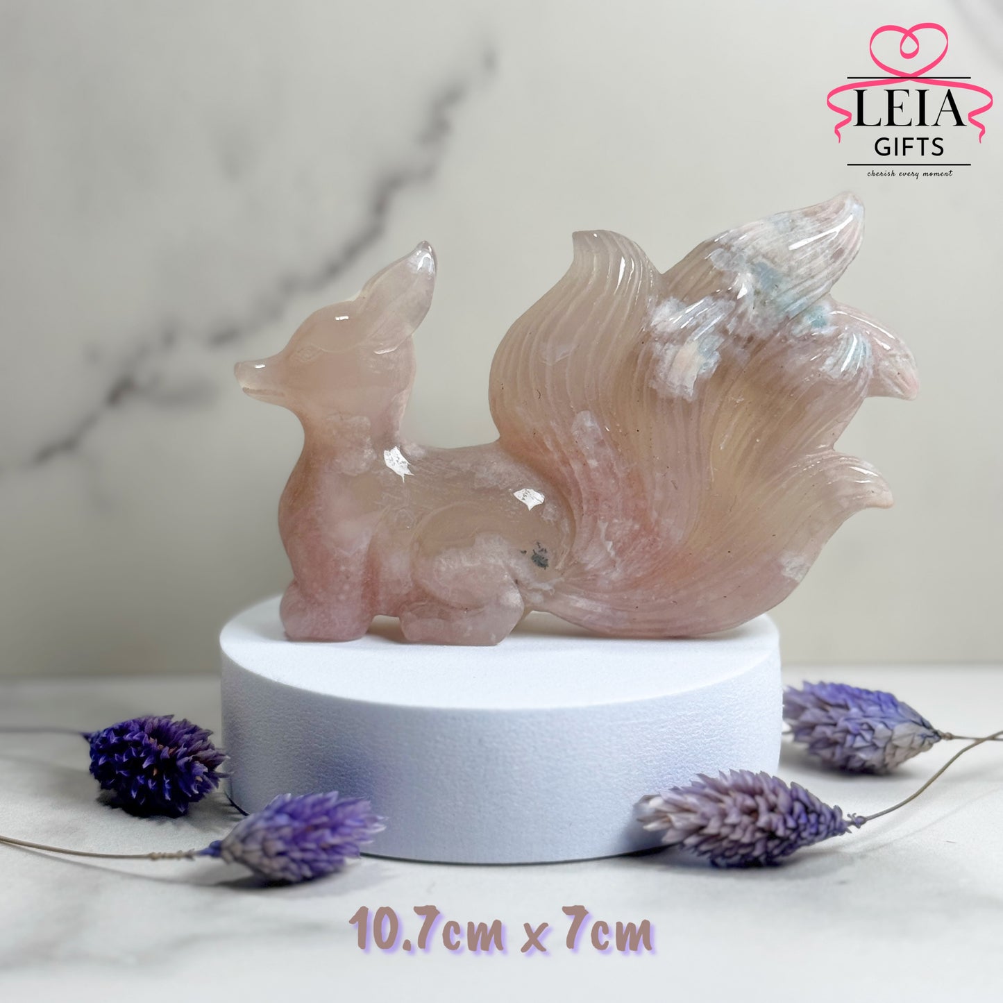 Flower Agate Nine Tail Fox (Large)