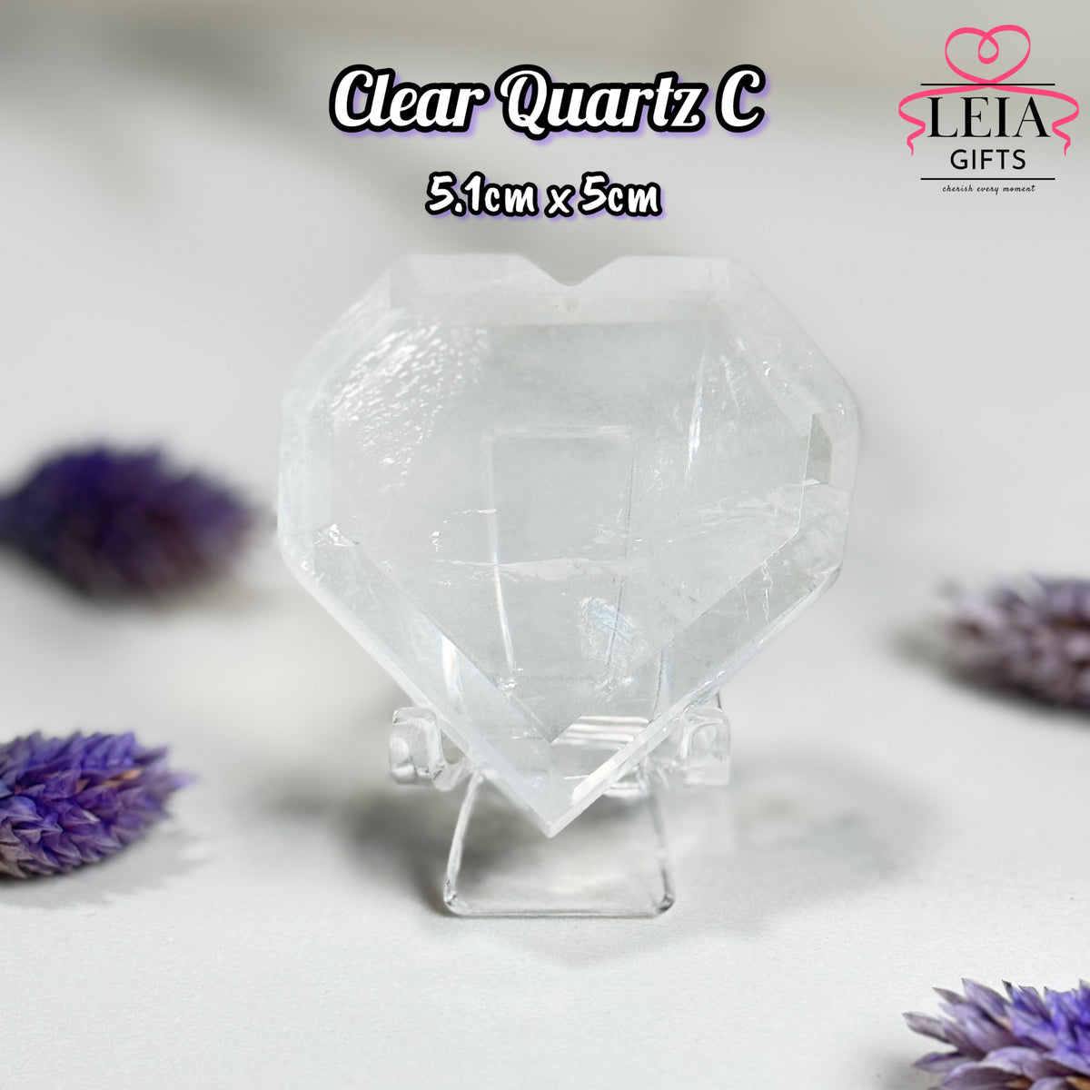 Faceted Clear Quartz Hearts