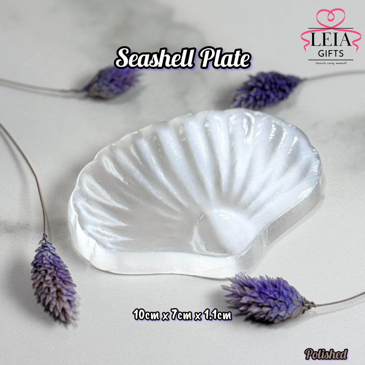 Selenite Seashell Plate