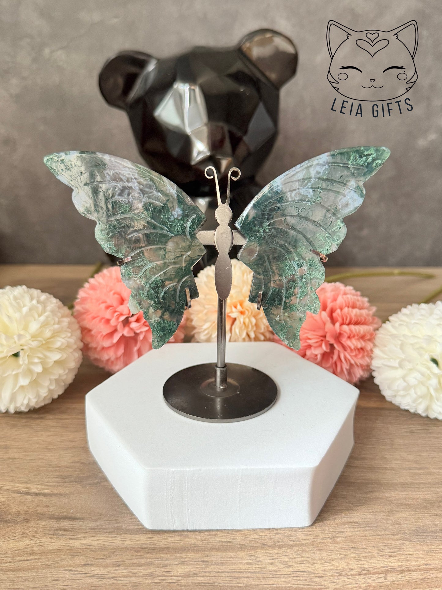 Moss Agate Butterfly Wings