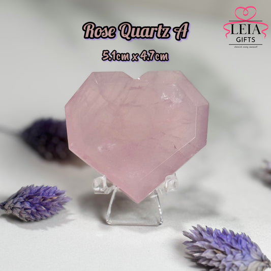 Faceted Rose Quartz Hearts