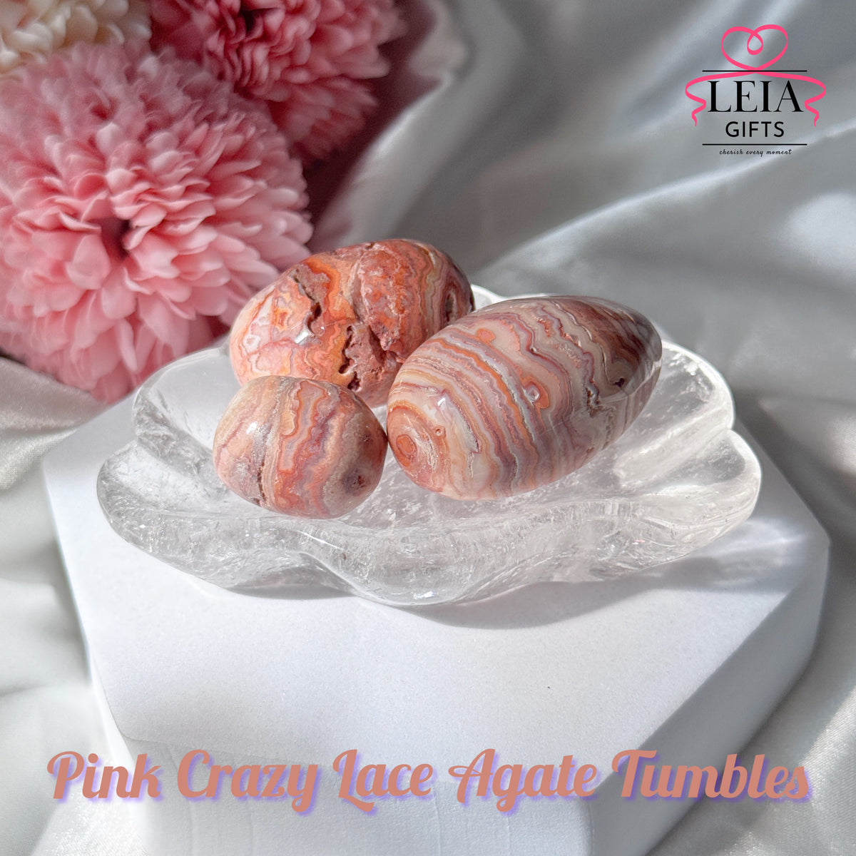 Pink Crazy Lace Agate Tumbles
