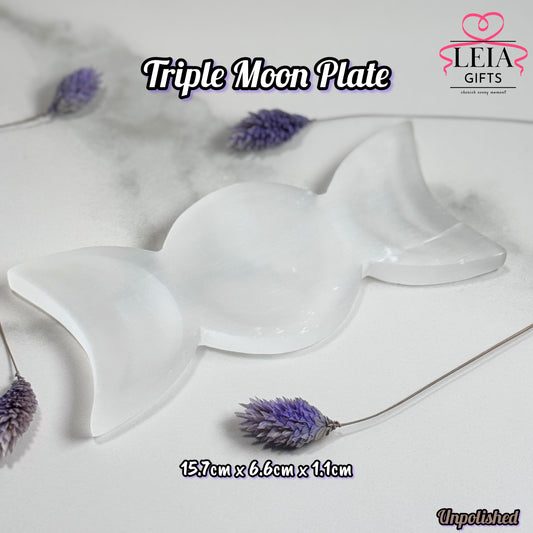 Selenite Triple Moon Plate