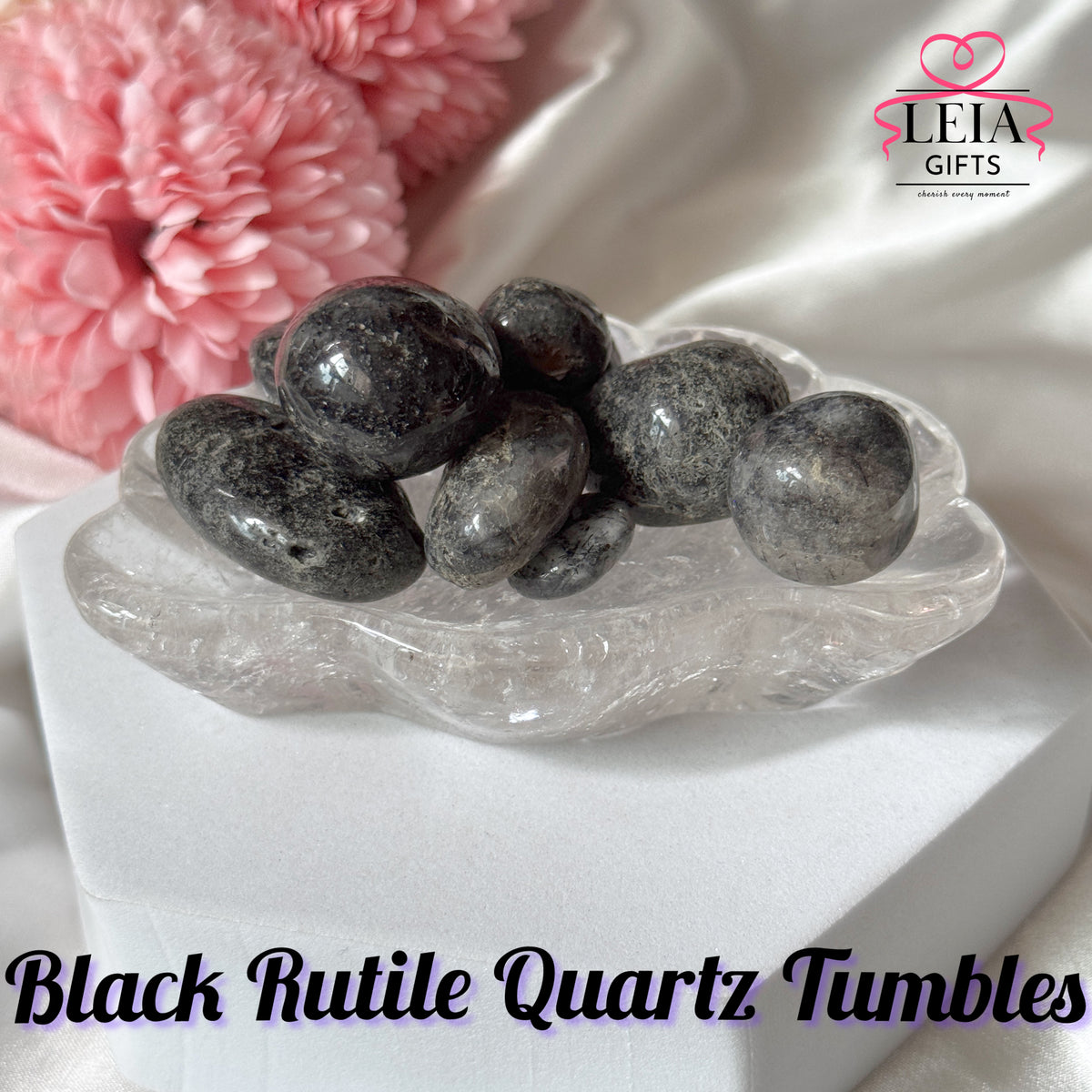 Black Rutile Quartz Tumbles