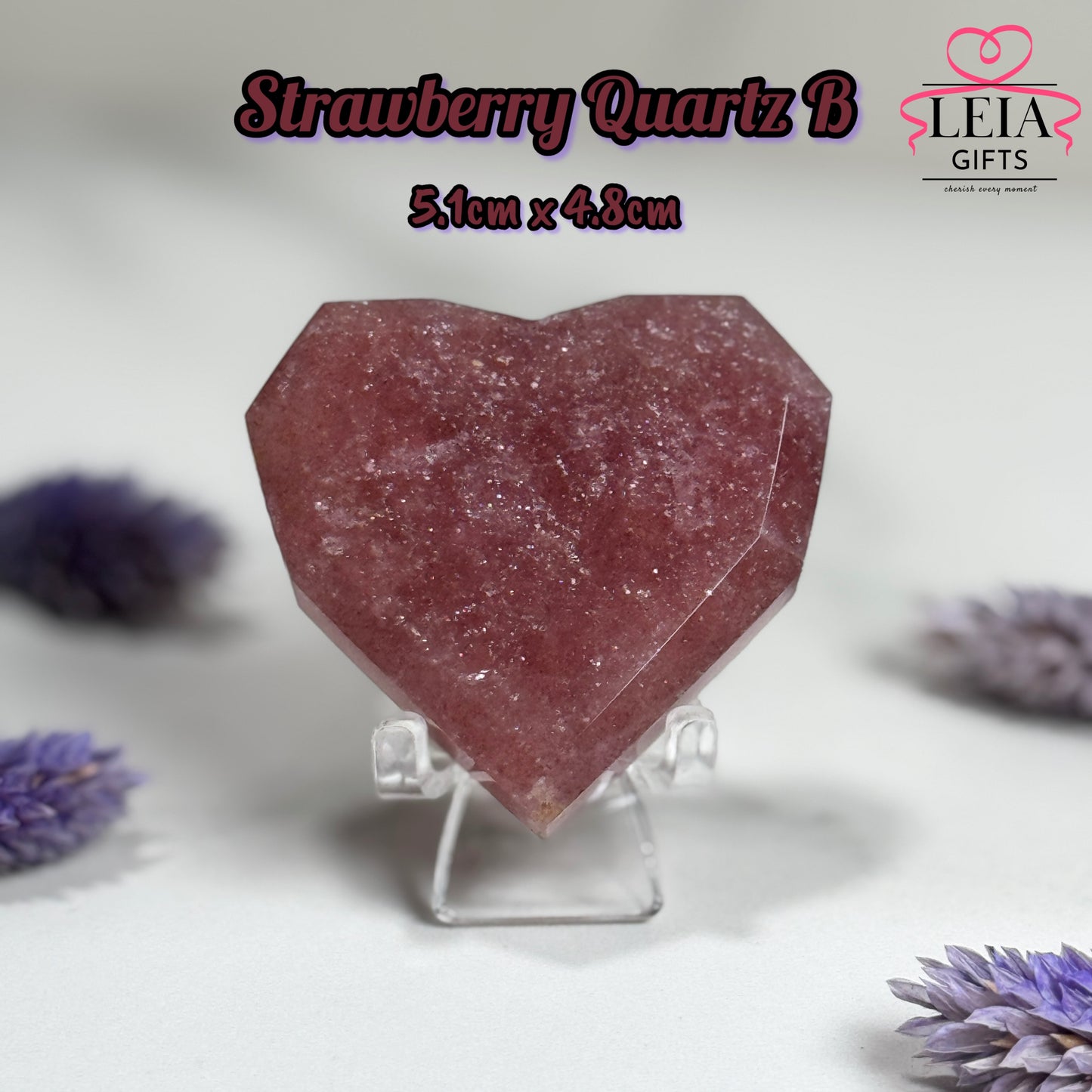 Faceted Strawberry Quartz Hearts