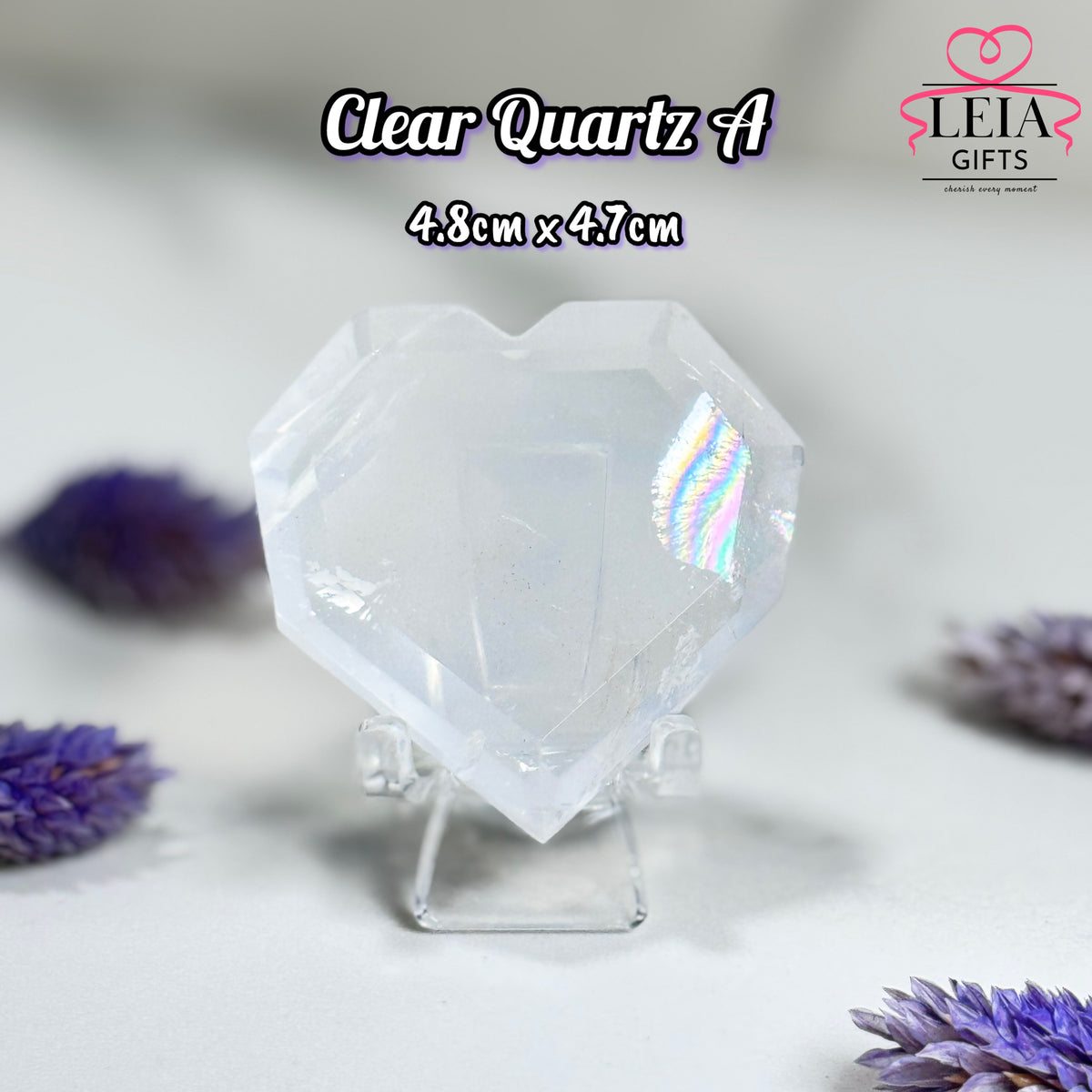 Faceted Clear Quartz Hearts