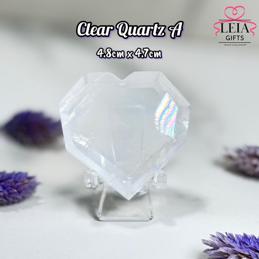 Faceted Clear Quartz Hearts