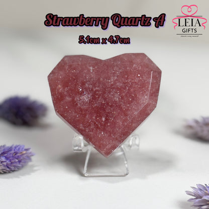 Faceted Strawberry Quartz Hearts