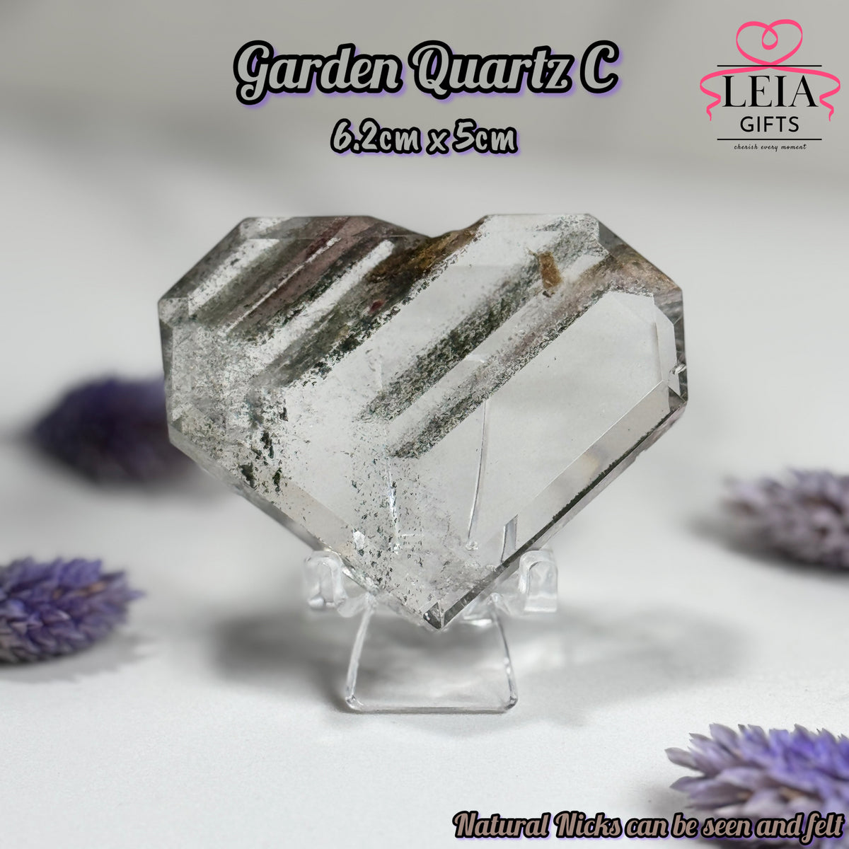 Faceted Garden Quartz Hearts