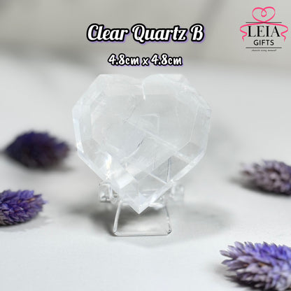 Faceted Clear Quartz Hearts