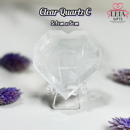 Faceted Clear Quartz Hearts