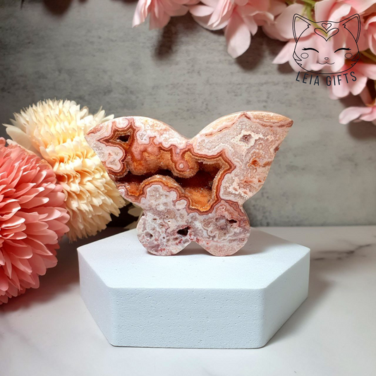 Pink Crazy Lace Agate Butterfly