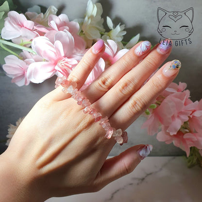 Strawberry Quartz Chips Bracelet