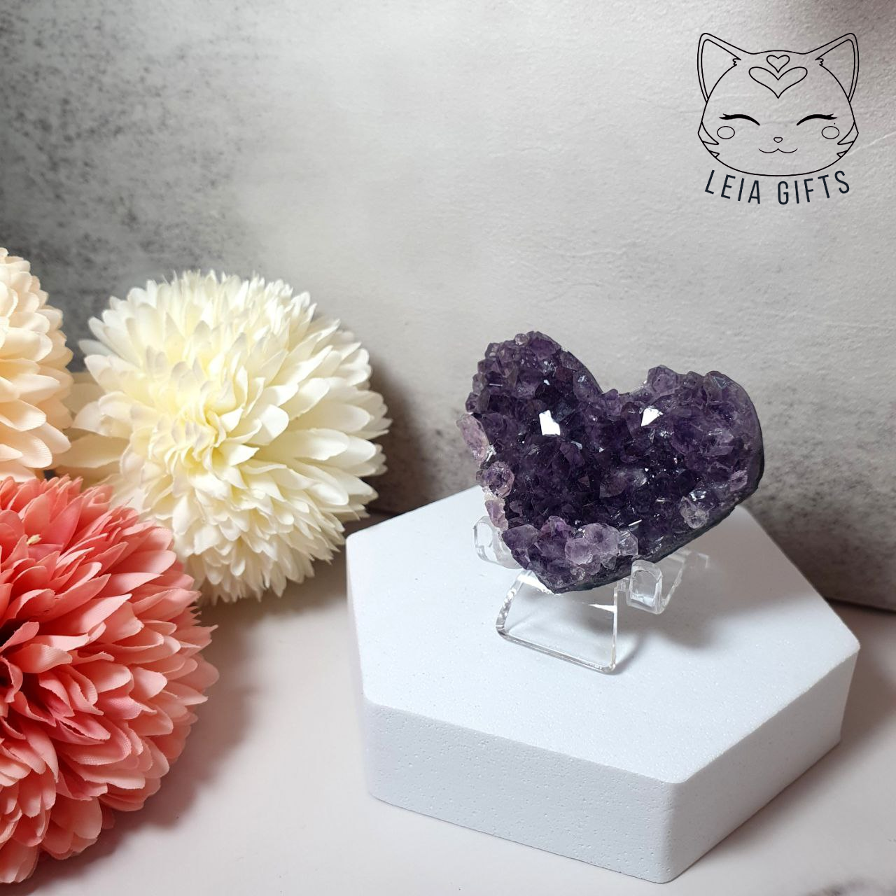 Amethyst Cluster Heart