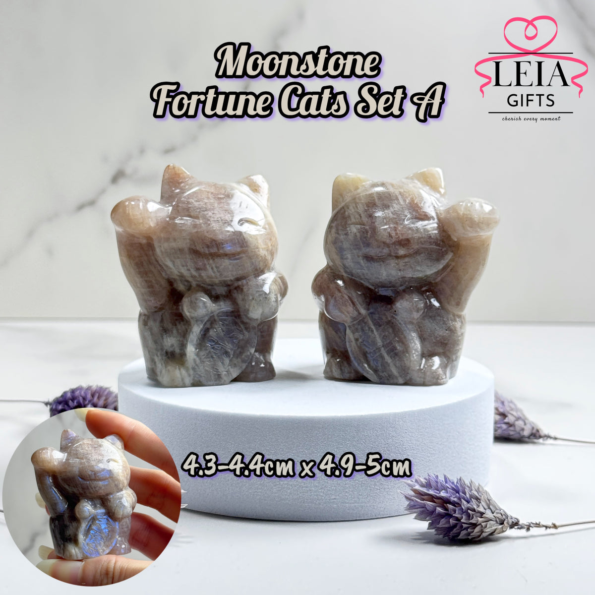 Moonstone Fortune Cats (Pair)