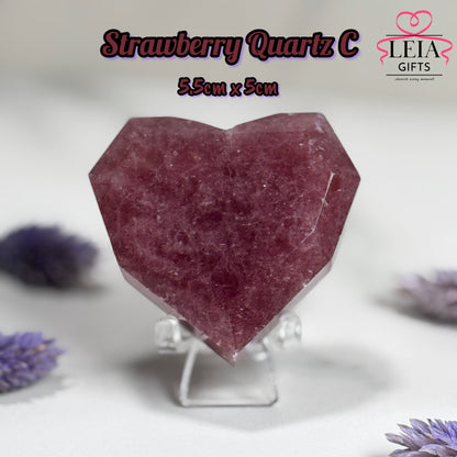 Faceted Strawberry Quartz Hearts