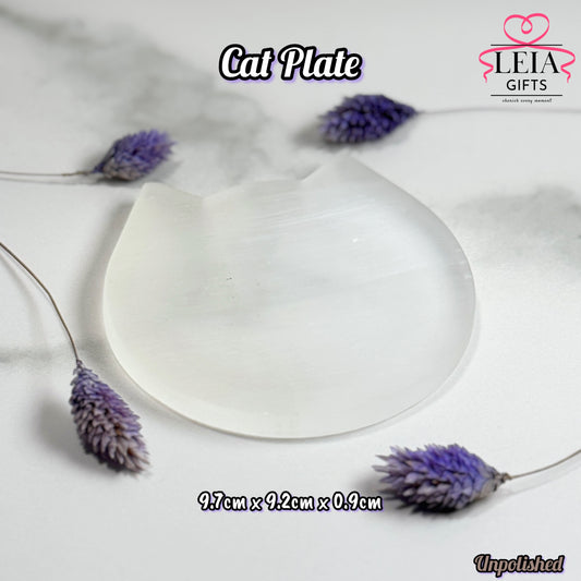 Selenite Cat Plate