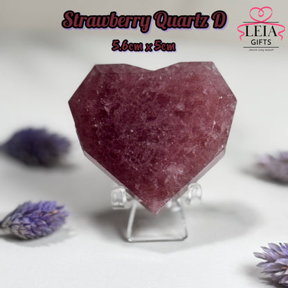 Faceted Strawberry Quartz Hearts