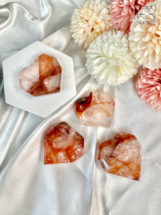 Faceted Fire Quartz Heart