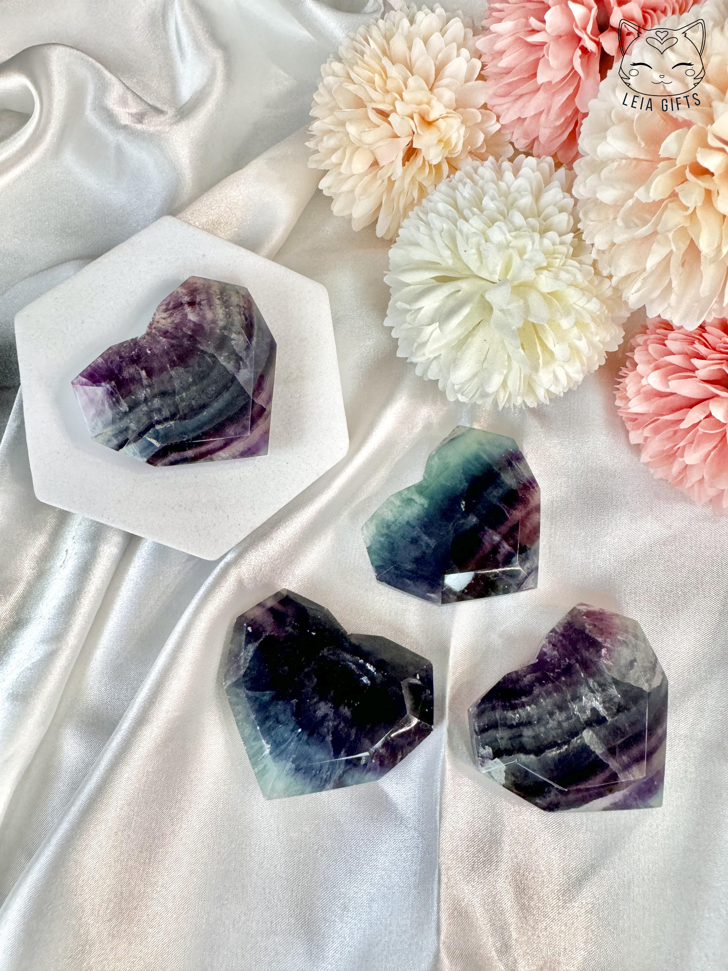 Faceted Fluorite Heart