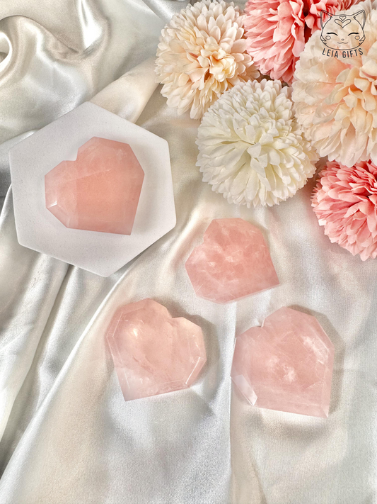 Faceted Rose Quartz Heart