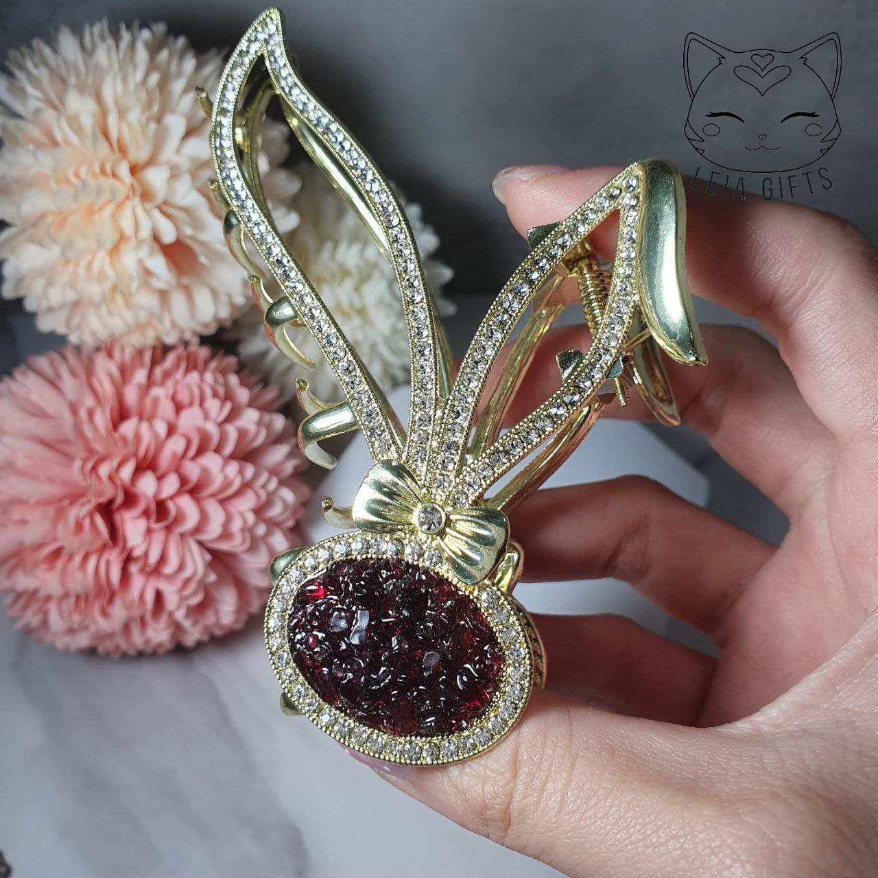 Garnet Rabbit Hair Claw