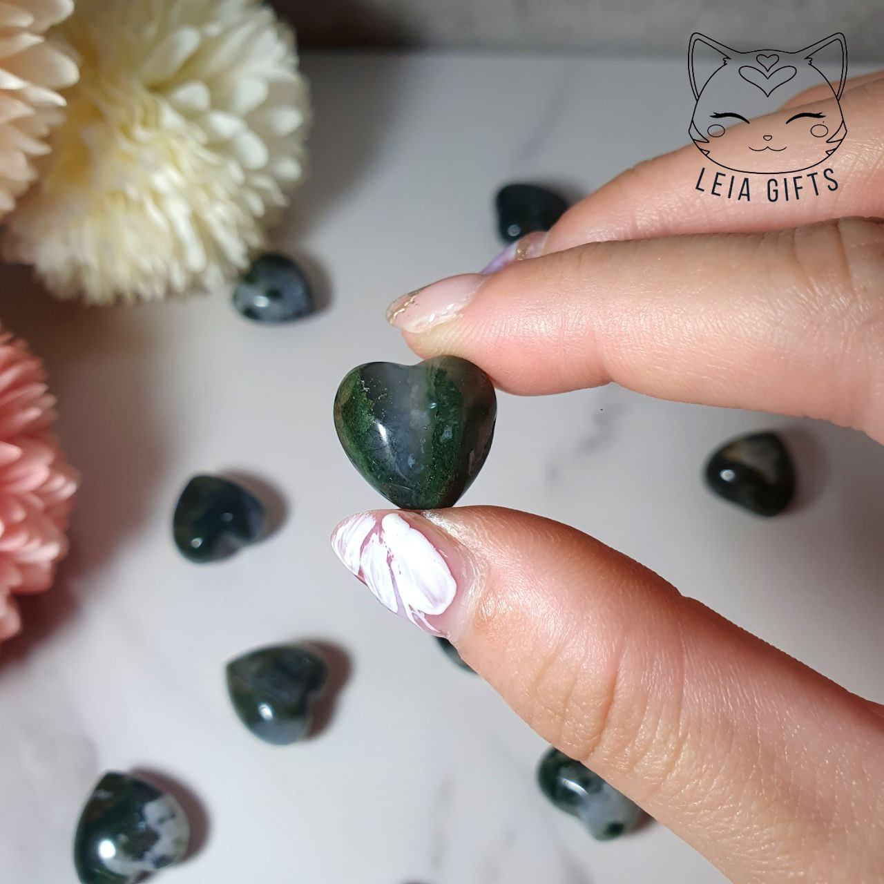 Moss Agate Mini Heart