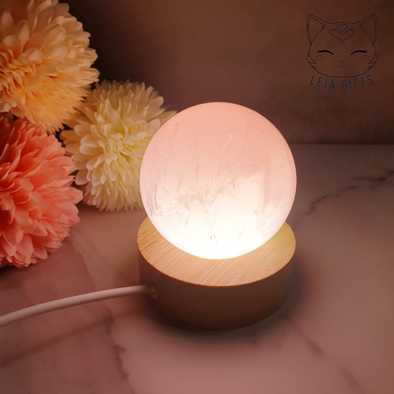 LED Wooden Sphere Stand