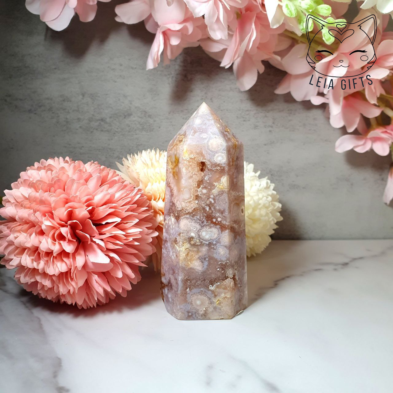 Pink Amethyst + Flower Agate Tower