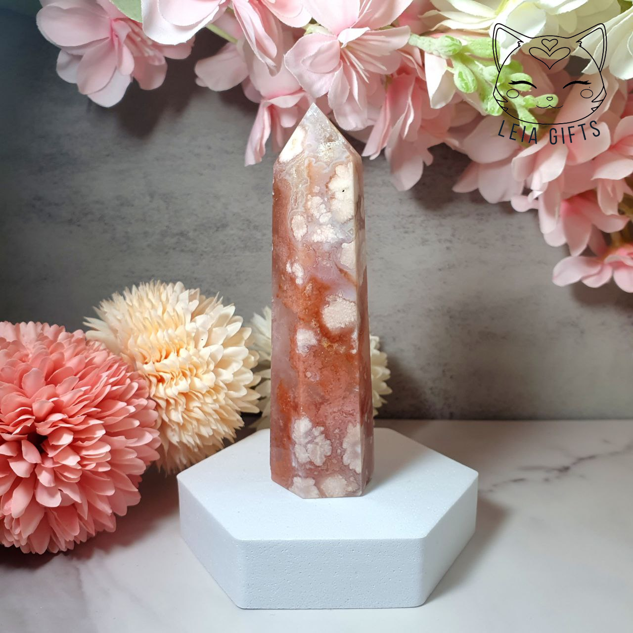 Pink Amethyst + Flower Agate Tower