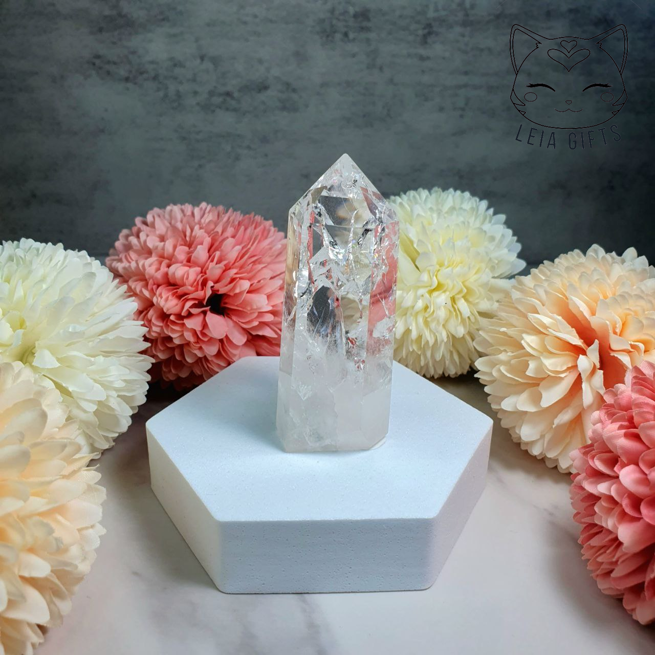 Crackled Clear Quartz Tower