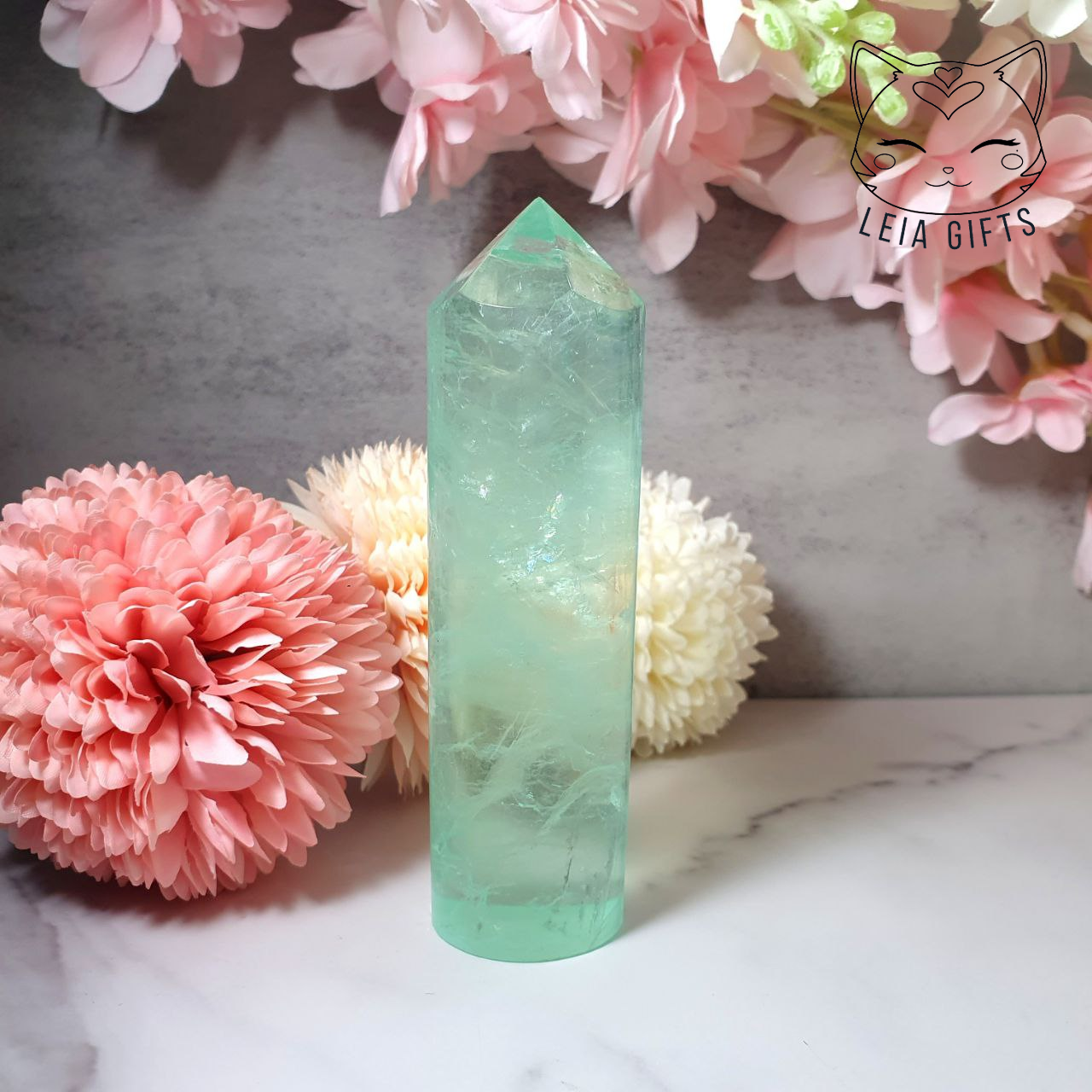 Green Fluorite Cylinder Tower