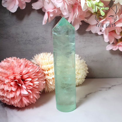 Green Fluorite Cylinder Tower