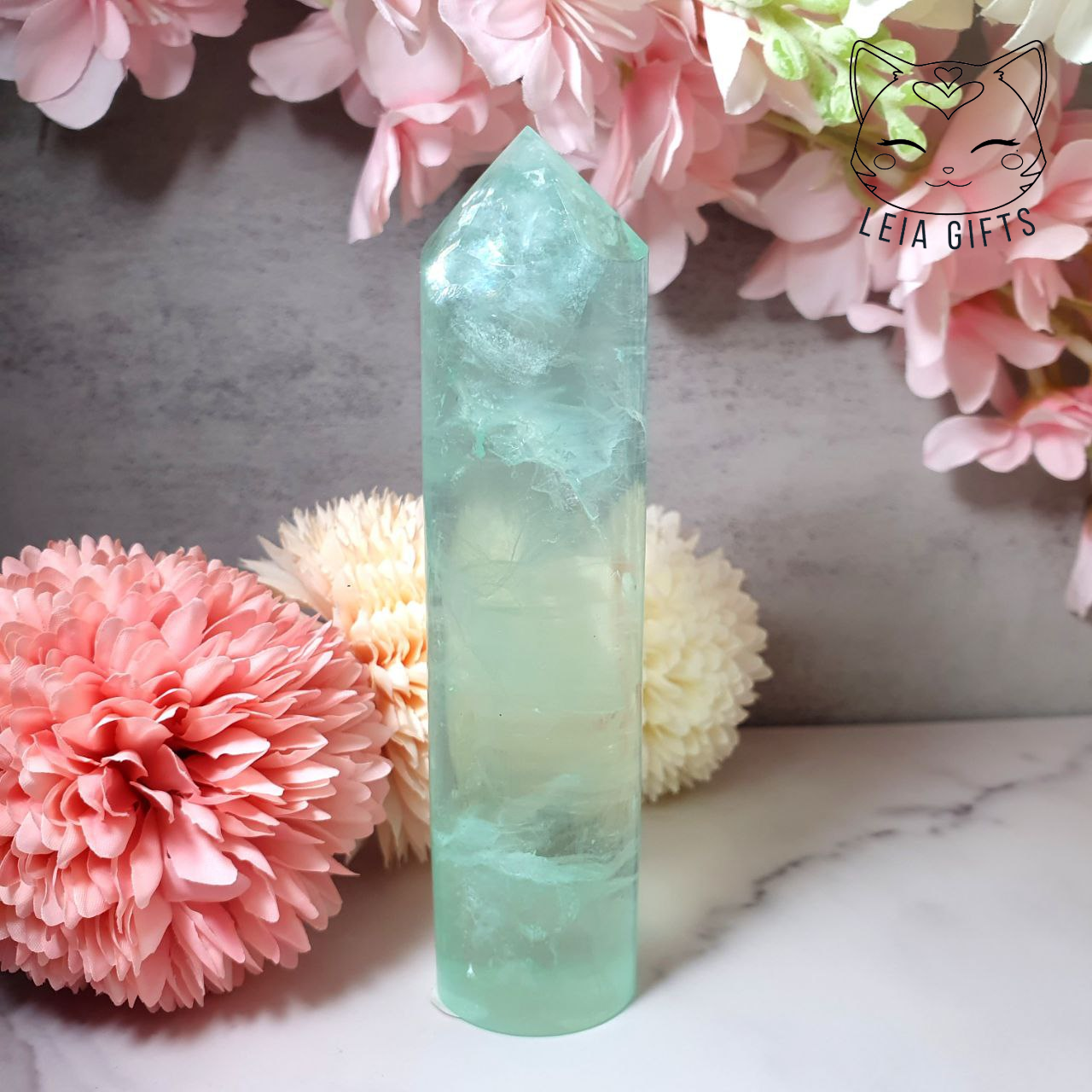 Green Fluorite Cylinder Tower