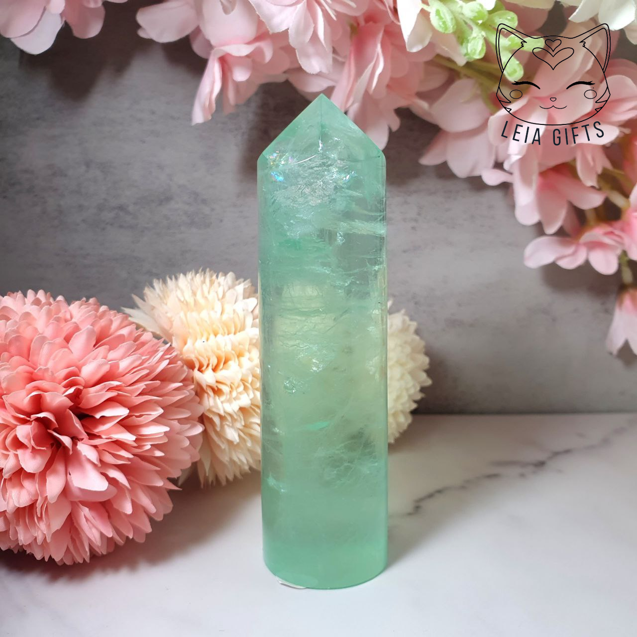 Green Fluorite Cylinder Tower