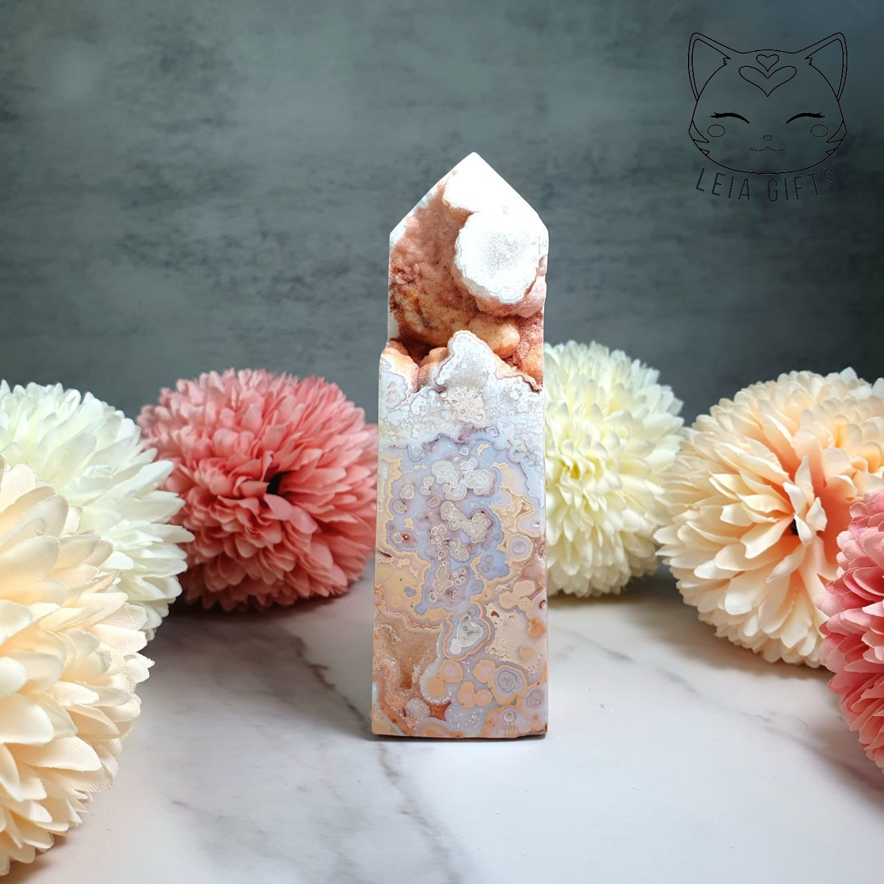 Pink Crazy Lace Agate Tower