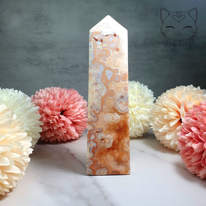 Pink Crazy Lace Agate Tower