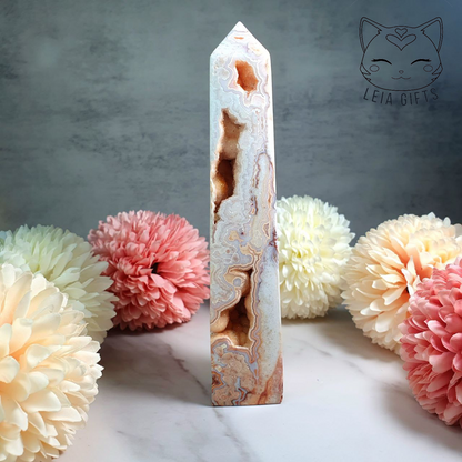 Pink Crazy Lace Agate Tower