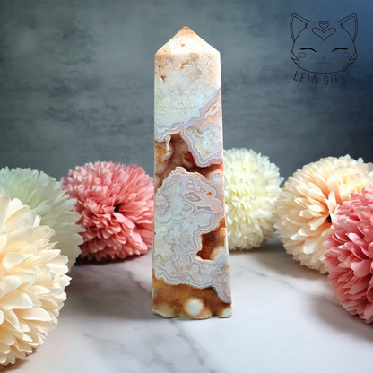 Pink Crazy Lace Agate Tower