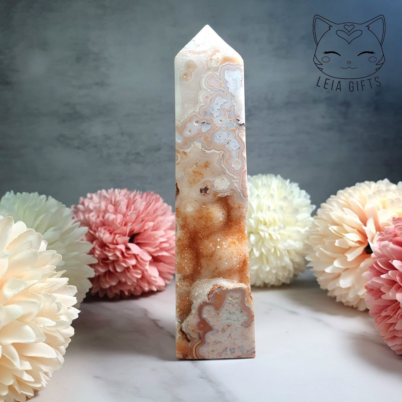 Pink Crazy Lace Agate Tower