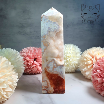 Pink Crazy Lace Agate Tower