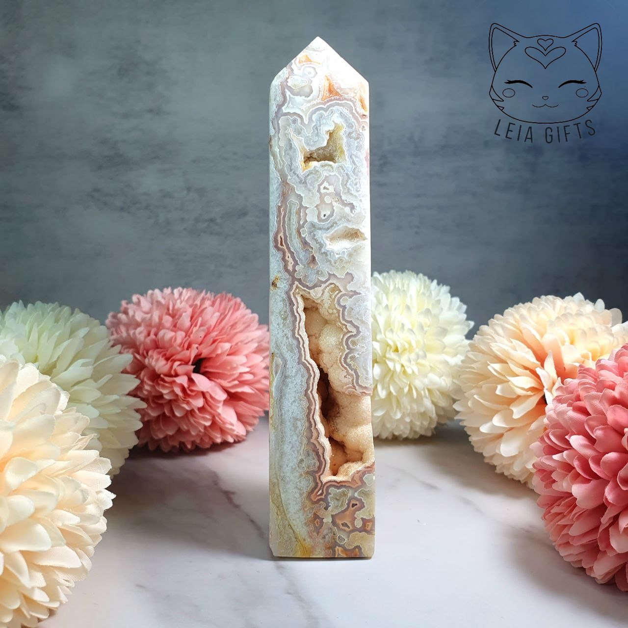 Pink Crazy Lace Agate Tower