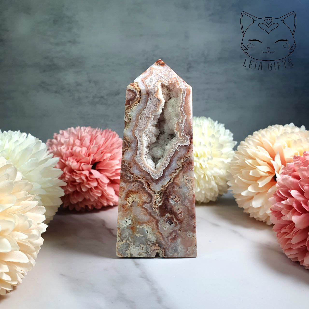 Pink Crazy Lace Agate Tower