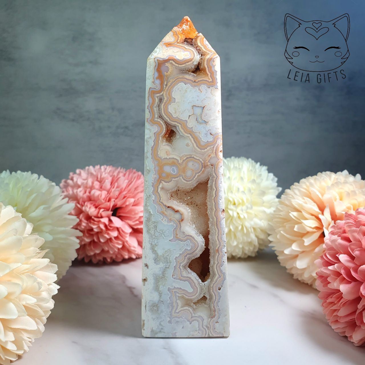 Pink Crazy Lace Agate Tower