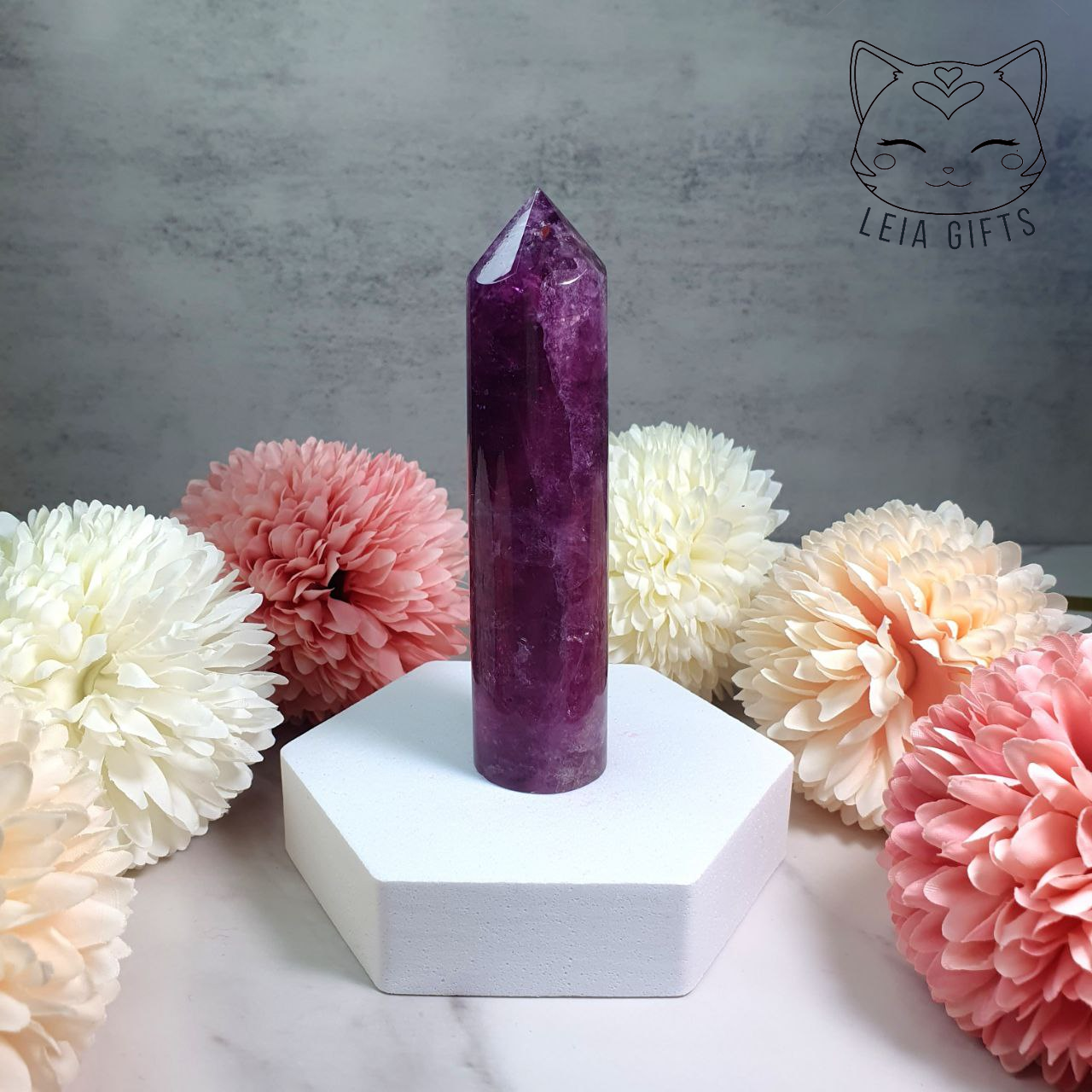 Purple Fluorite Cylinder Tower