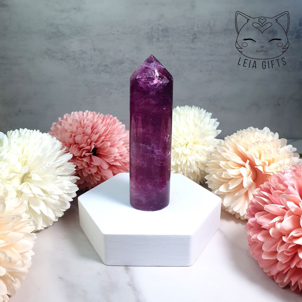 Purple Fluorite Cylinder Tower