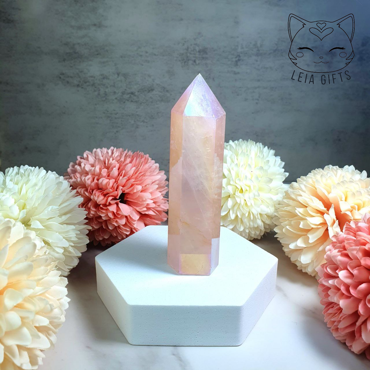 Aura Rose Quartz Tower