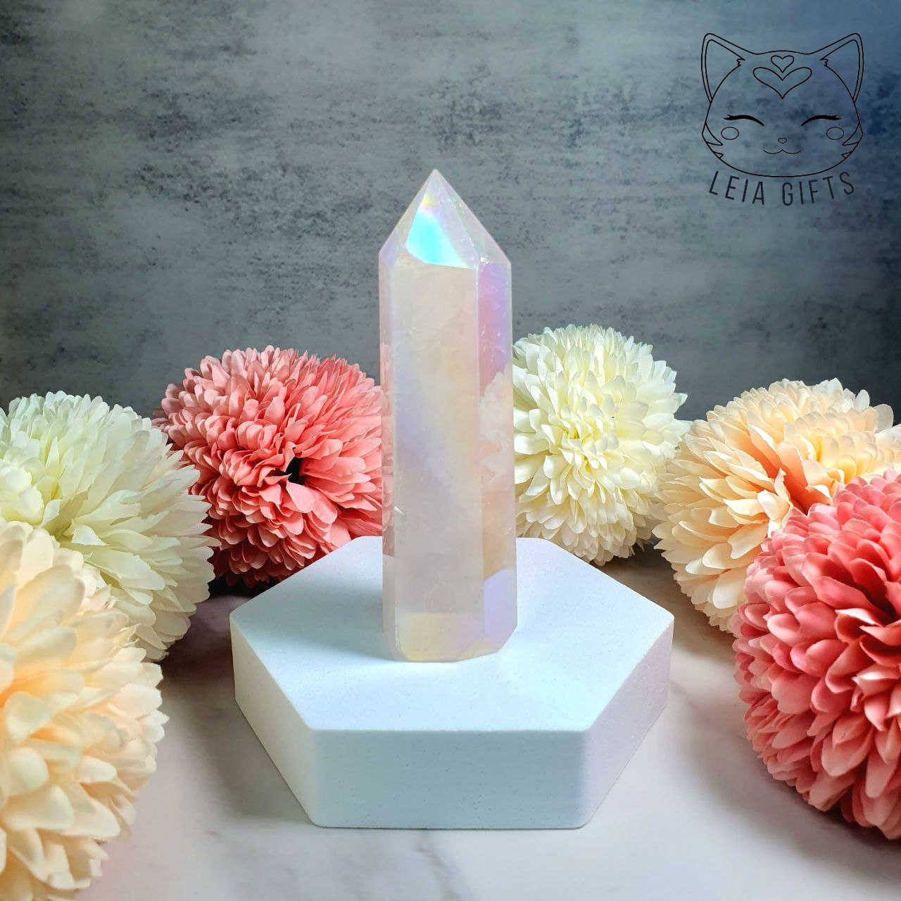 Aura Rose Quartz Tower