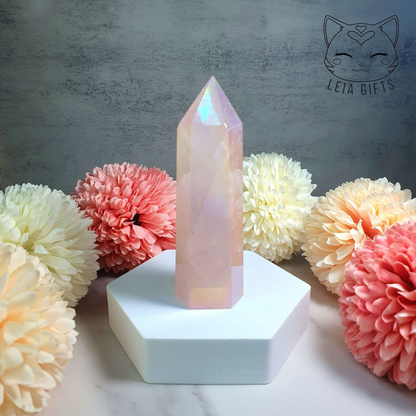 Aura Rose Quartz Tower