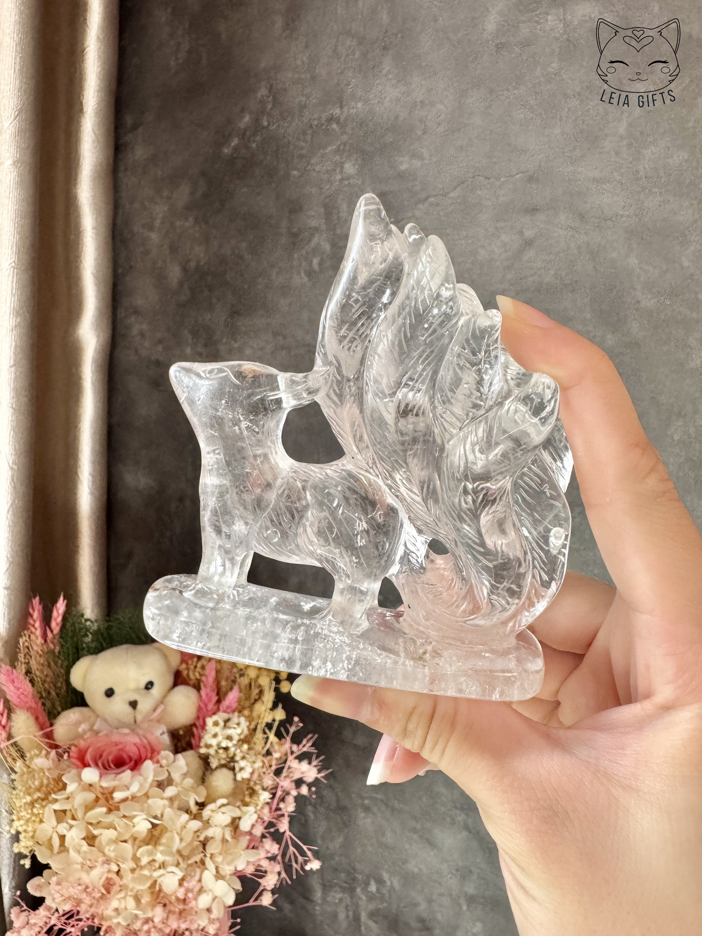 Clear Quartz Nine Tailed Fox